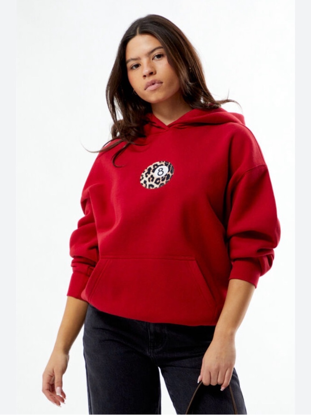 PacSun Red Leopard Patch Hooded Pullover Sweatshirt
